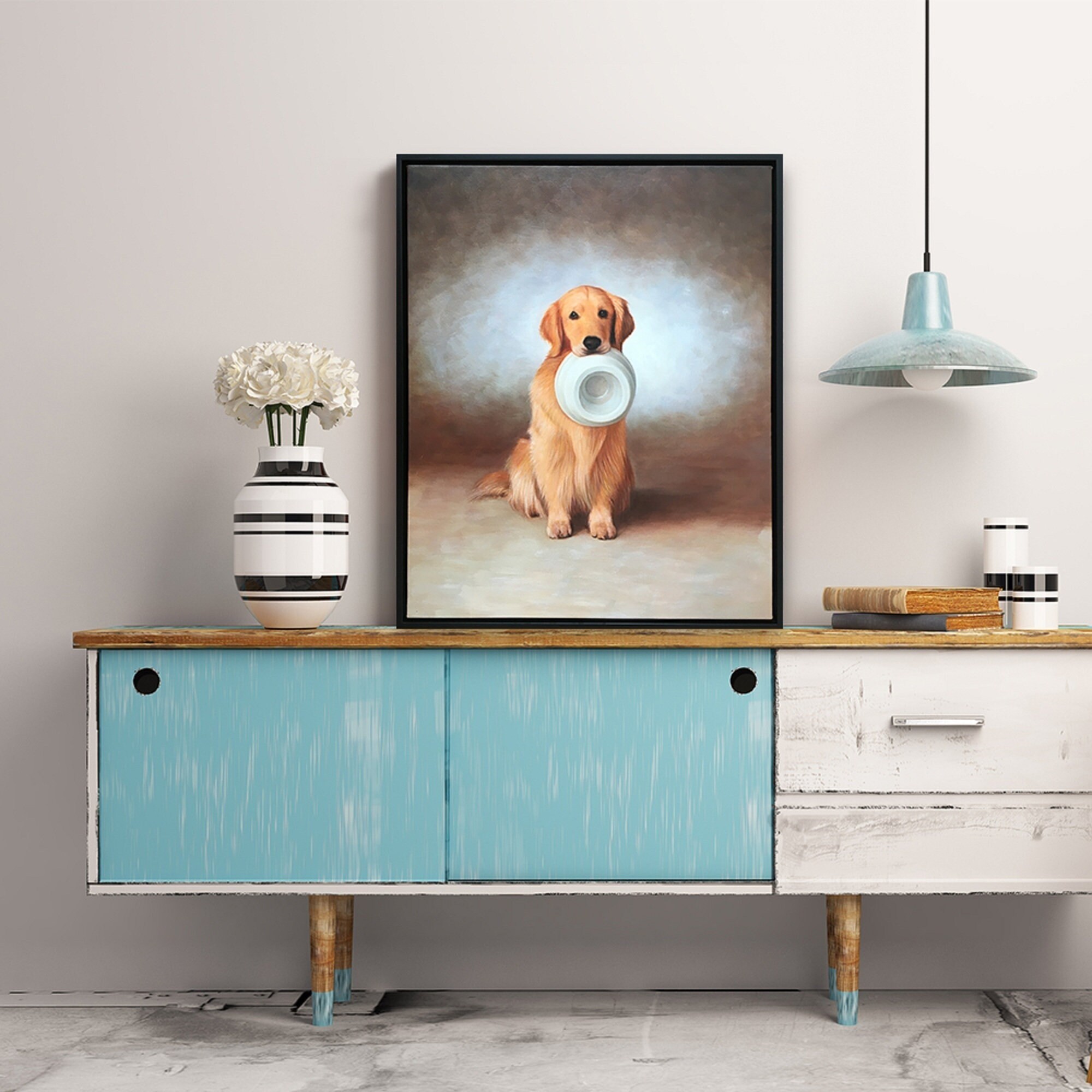 Custom Pet Portrait Framed Pet Painting 100 Hand Painted Dog Etsy