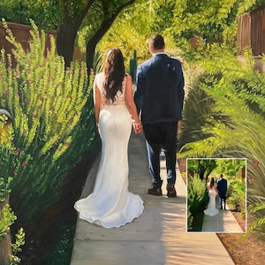 Benutzerdefinierte Portrait Leinwand Gemälde, personalisierte Hochzeit Gemälde Geschenk, benutzerdefinierte Haus Portrait, Familienporträt, Verlobungsgeschenke, Jahrestag Geschenke