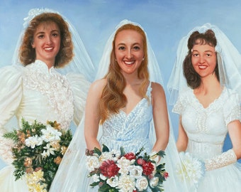 Custom Wedding Painting, Generational Wedding Portrait, Painting from Photo, Custom Woman Portrait,Mother of the Bride Gift,Anniversary Gift