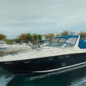 Custom Boat Portrait Painting, Personalized Yacht Portrait on Canvas, Boat Painting from Photo, Hand Painted Original Painting, Gift for Him