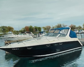 Custom Boat Portrait Painting, Personalized Yacht Portrait on Canvas, Boat Painting from Photo, Hand Painted Original Painting, Gift for Him