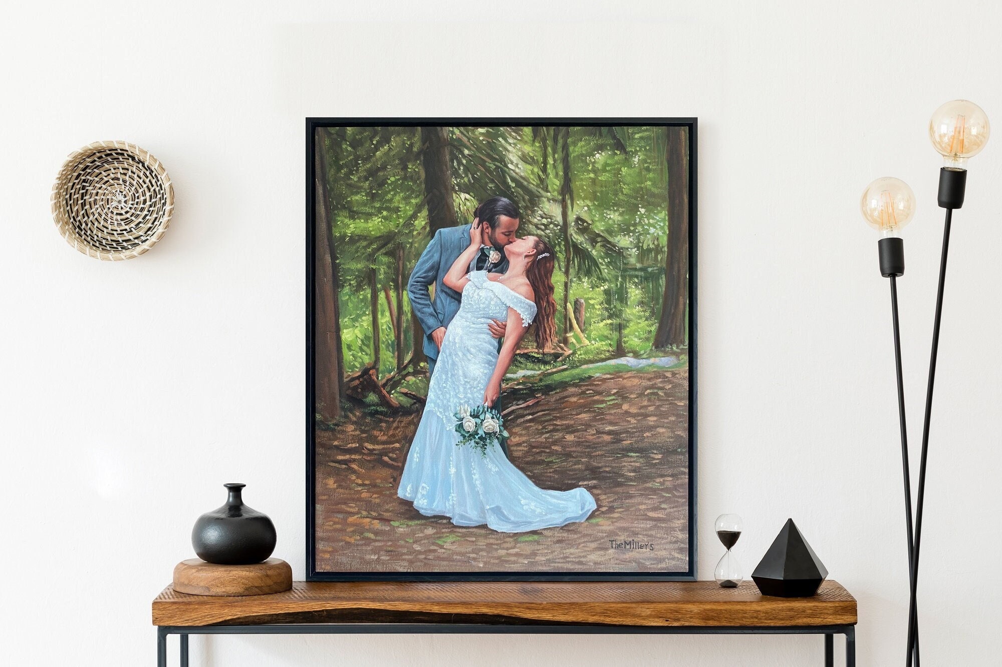 Custom Portrait from Photo, Framed Wedding Painting on Canvas, Couples Portrait, Family Painting,Personalized Wedding Gift, Gift for Her