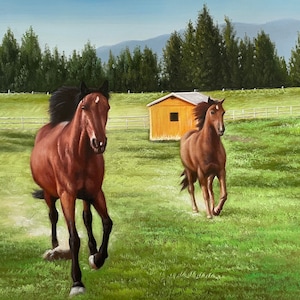 Hand geschilderd paard schilderij, aangepaste paard portret, commissie paard schilderij origineel, kunst aan de muur paard, dier schilderen op canvas, paard decor