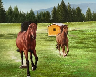 Hand Painted Horse Painting, Custom Horse Portrait, Commission Horse Painting Original,Horse Wall Art, Animal Painting on Canvas,Horse Decor