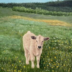 Animal Portrait Painting, Pet Painting, Farm Painting, Cow Painting, Custom Pet Portrait, Lamb Lover Art,Sheep Art,Hand Painted Pet painting