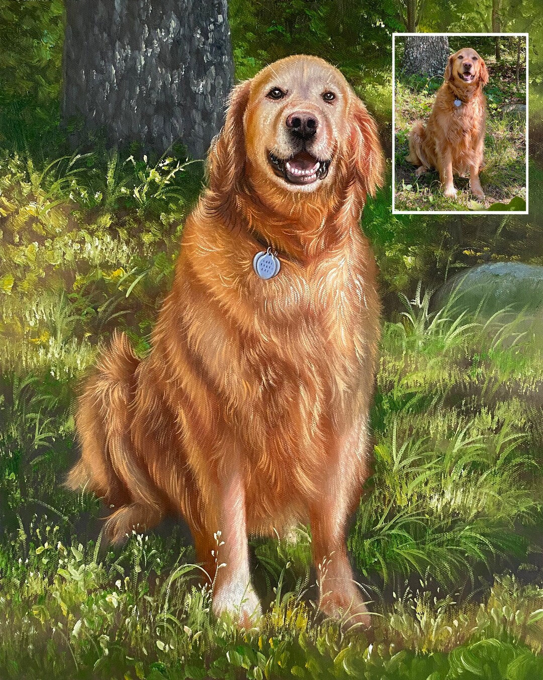 Custom Pet Portrait Painting From Photo, Dog Painting on Canvas, Hand