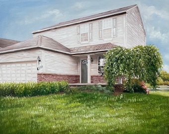 Custom House Portrait from Photo, Home Portrait, House Painting on Canvas, Portrait from Photo, Housewarming Gift, Realtor Closing Gift