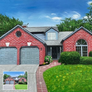 Custom House Portrait Painting,Home Painting on Canvas,Personalized House Portrait Gift,Housewarming Gift,New Home Gift,Realtor Closing Gift