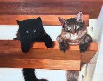 Custom Cat Portrait Painting, Pet Portrait from Photo,Personalized Dog Portrait,Pet and Cat Loss Memorial Gift,Custom Oil Painting on Canvas