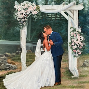 Hochzeits-Ölgemälde vom Foto, Auftrags-Öl-Portrait, benutzerdefiniertes Paar-Leinwand-Malerei, personalisiertes Porträt-Malerei, Jahrestagsgeschenk