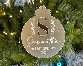 Personalised Christmas Bauble - Initial | Custom Christmas Decor | Tree Decoration | Acrylic Ornament | Special Occasion | First Christmas