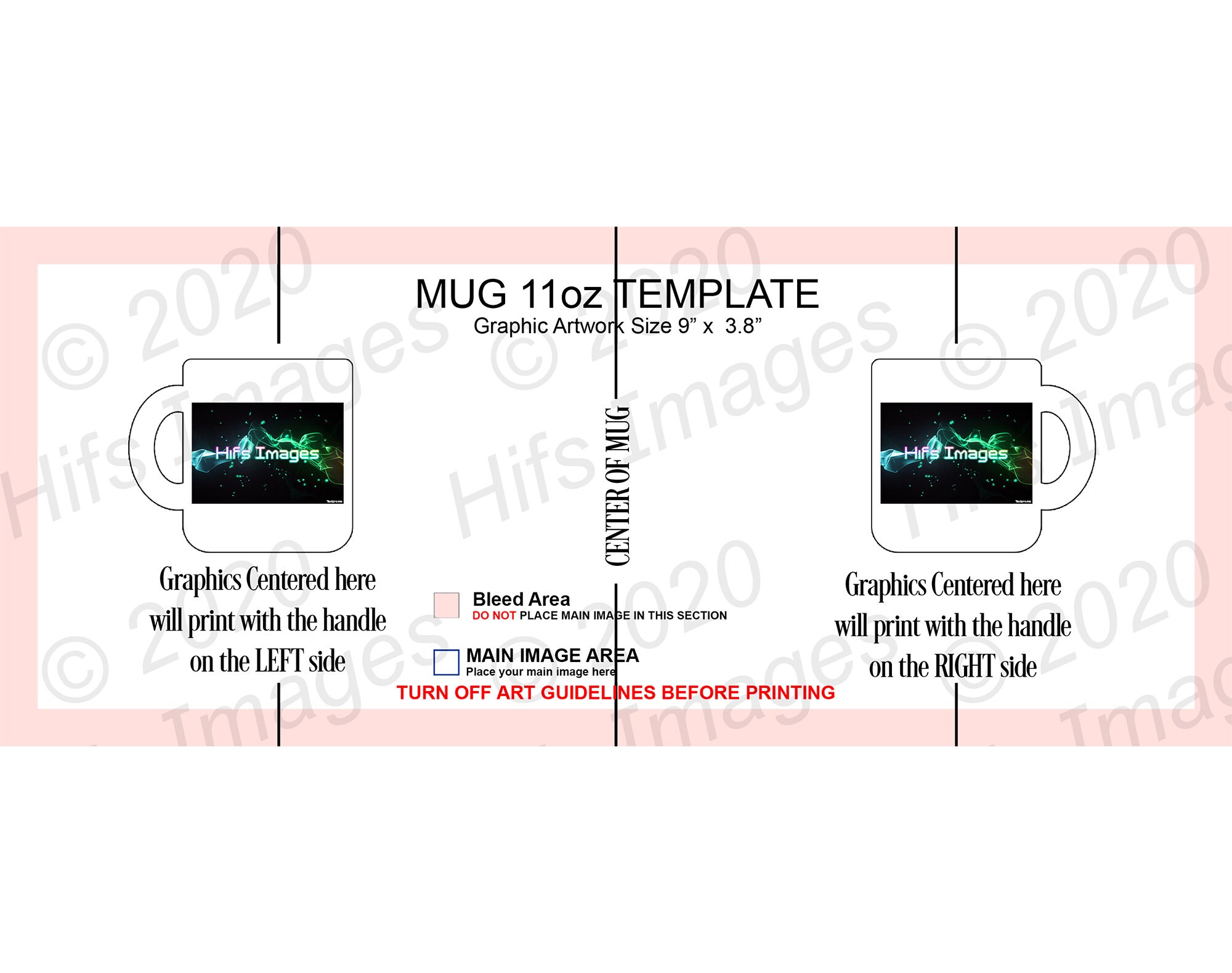 11 oz mug template image placement Template Etsy