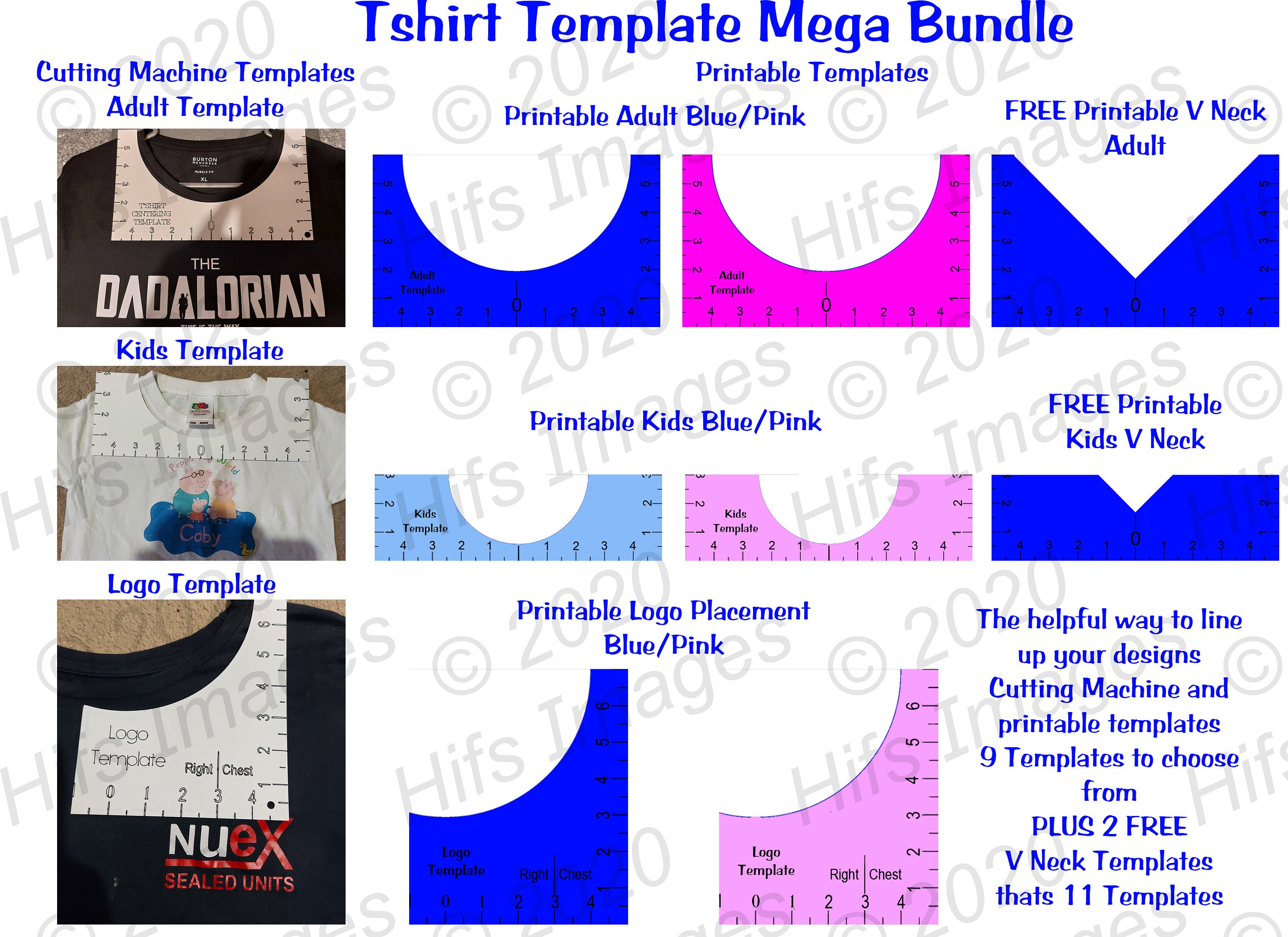 Download T-Shirt Alignment Tool Template mega Bundle Adult Kids | Etsy