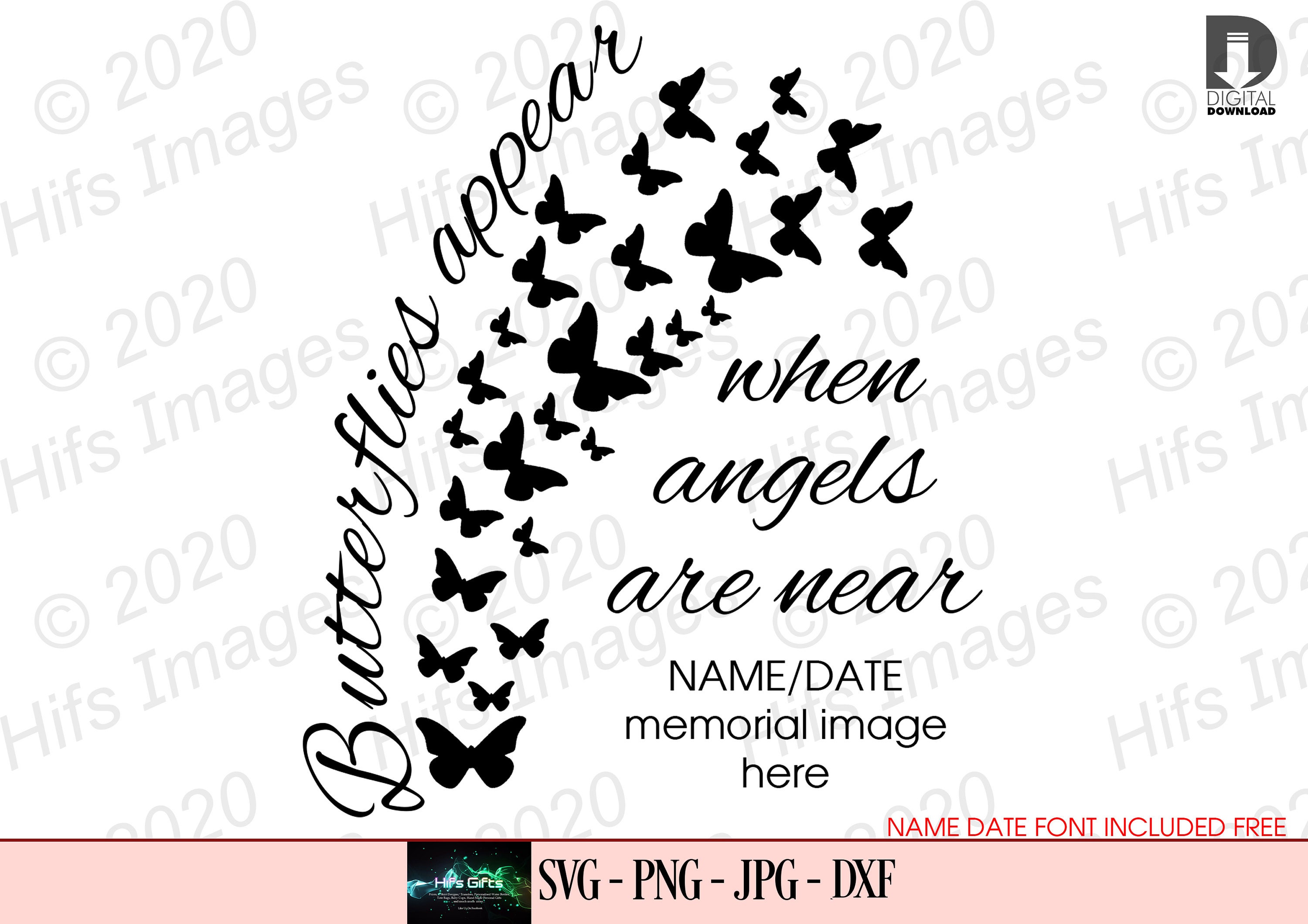 Butterflies Appear When Angels Are Near Memorial SVG PNG JPG Etsy