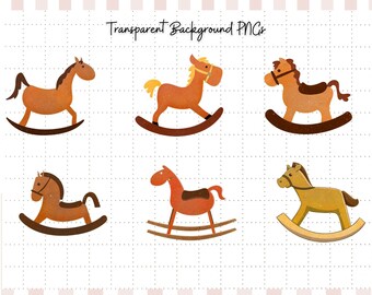 Instant Download. Separate PNG Files High Resolution 2 Vintage Rocking Horse Overlays