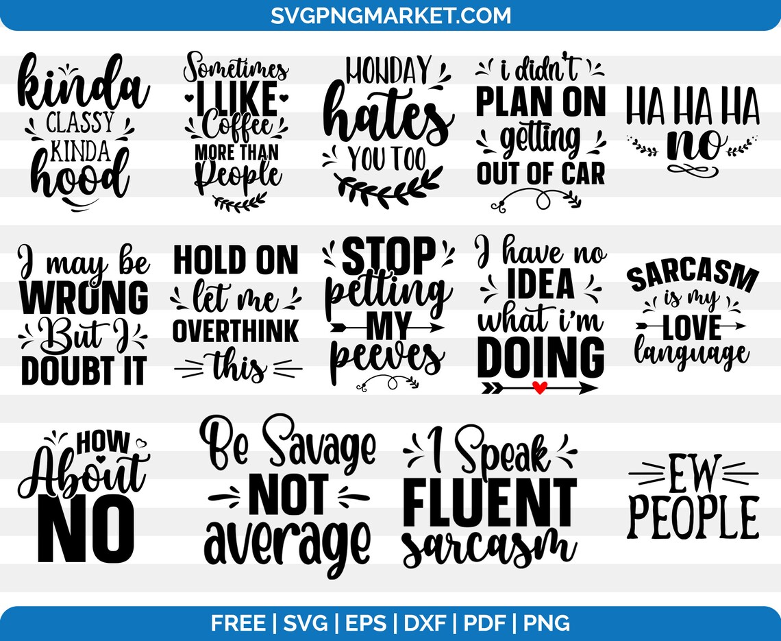 Download Sarcastic Svg Bundle 25 Cricut Designs Funny Quotes Svg | Etsy