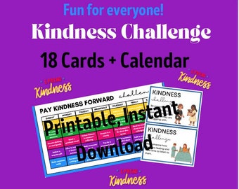Printable Pay Kindness Forward Challenge * Colorful Calendar + 18 Card Set * Immed. Download * Families Teachers Students & More * Charity
