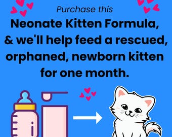 FEED ORPHANED KITTEN for One Month * Formula Bottle Neonate Food * Certificate of Giving or Mail a Gift for Good * Tribute Present * Charity