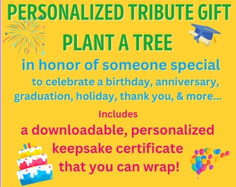 PERSONALIZED CUSTOM GIFT Birthdays Weddings Anniversary Funeral Mother's  & Father's Day Graduation Thank You Congratulation Tree Tribute