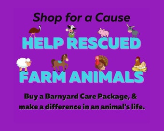 Sponsor RESCUED FARM ANIMAL * Help Save Pig Cow Horse Turkey Goat * Incl. Certificate of Giving Gift or Mail Tribute Gift for Good * Charity