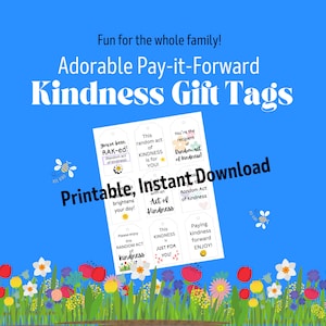 Etiquetas de regalo de bondad imprimibles * RAK RAOK Tarjetas aleatorias de actos de bondad * Pague hacia adelante * Descarga instantánea * Office Drive Thru * 100% caridad