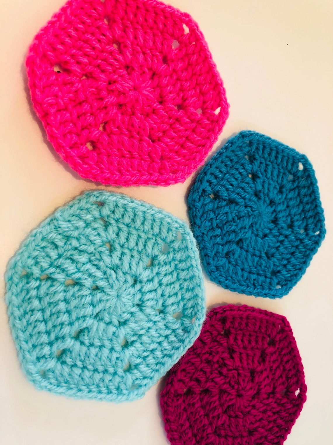 Crocheted hexagon crochet coasters Etsy