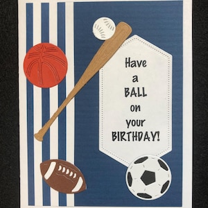 Sports Birthday Card, Baseball, Football, Soccer image 1