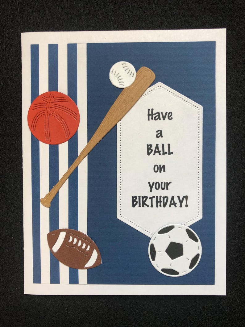 Sports Birthday Card, Baseball, Football, Soccer image 1