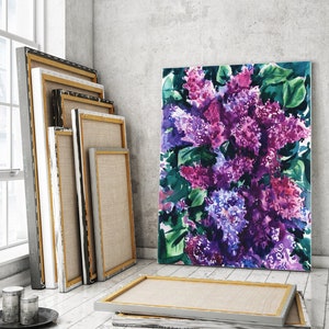 Purple Lilac, Spring flower, Watercolor painting, Digital Poster, Picture for the interior, Printable Wall art, Download Print image 1