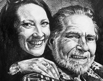 Custom Pencil Portrait, Couple Portrait, Drawing From Photo, Personalized Gift, Black and White portrait