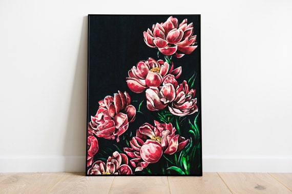 Peonies Marker Drawing: Pink Floral Wall Art (Digital Download)