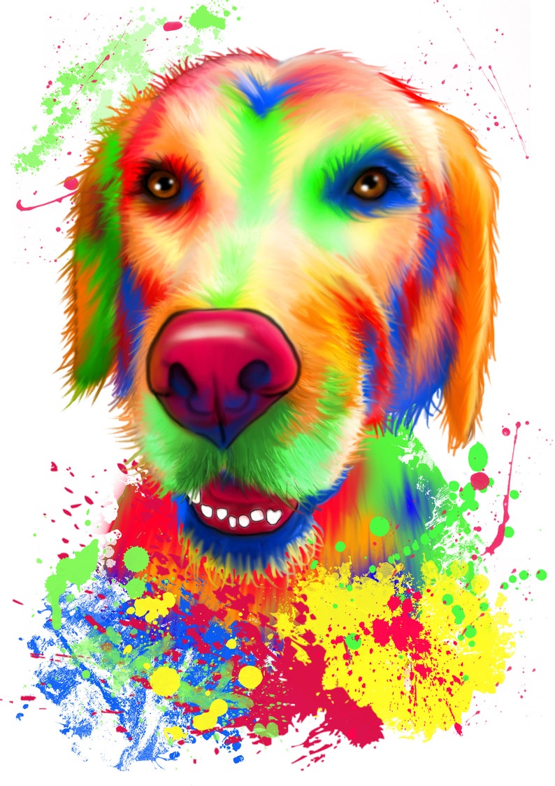 Personalized Gift Cute Pet Painting Watercolor Style Custom Digital Cat's And Dog's Portrait Funny Art Illustration Drawing From Photo Pet Supplies Urns & Memorials Investmentcable.com