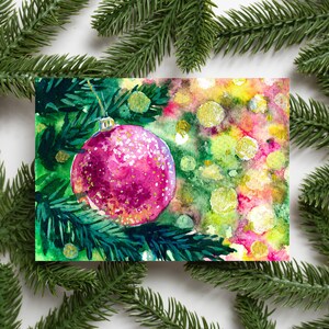 Bal de Noël carte-cadeau Affiche numérique Cadeau du Nouvel An Télécharger Imprimer le fichier Illustration d’hiver Aquarelle peinture image imprimable
