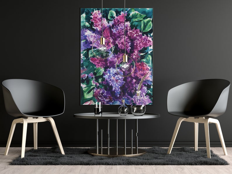 Purple Lilac, Spring flower, Watercolor painting, Digital Poster, Picture for the interior, Printable Wall art, Download Print image 10