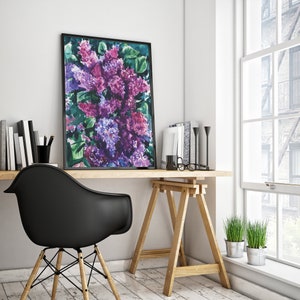 Purple Lilac, Spring flower, Watercolor painting, Digital Poster, Picture for the interior, Printable Wall art, Download Print image 6