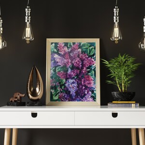 Purple Lilac, Spring flower, Watercolor painting, Digital Poster, Picture for the interior, Printable Wall art, Download Print image 5