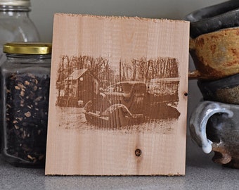 Keep on Truckin-- Photo Burned onto Wood Plank