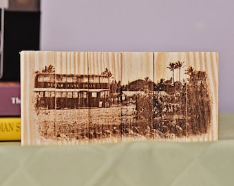 Sugar Cane Train, Maui, Hawaii- Original Photo Burned Onto Wood Blocks