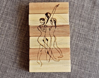3 Women- Drawing Burned onto Wood Pieces