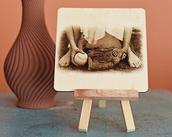 Play Like a Girl- Mini Wood Etching on Easel