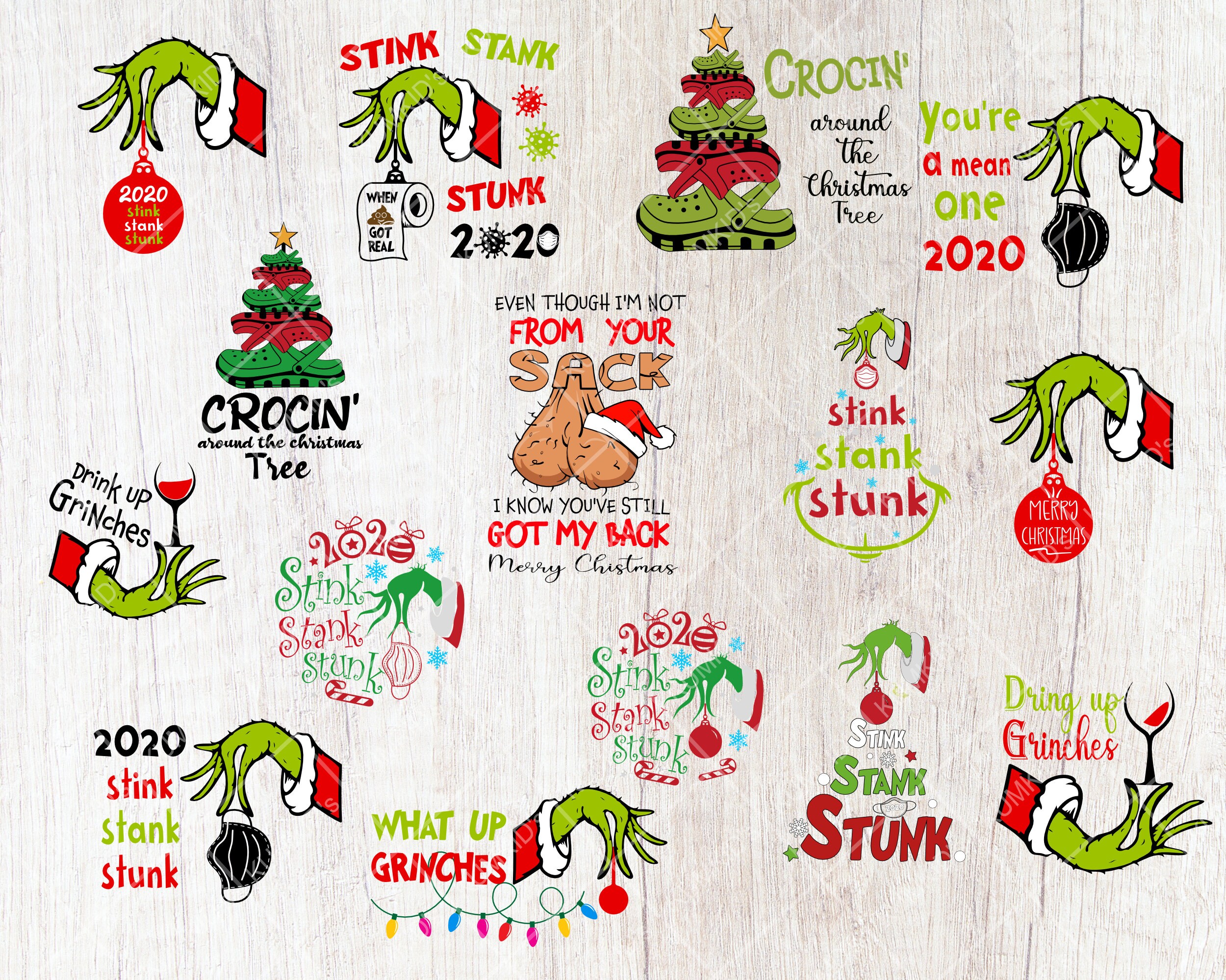 15 Mega Bundle Grinch Christmas svg Grinch Hand svg ornament  Etsy