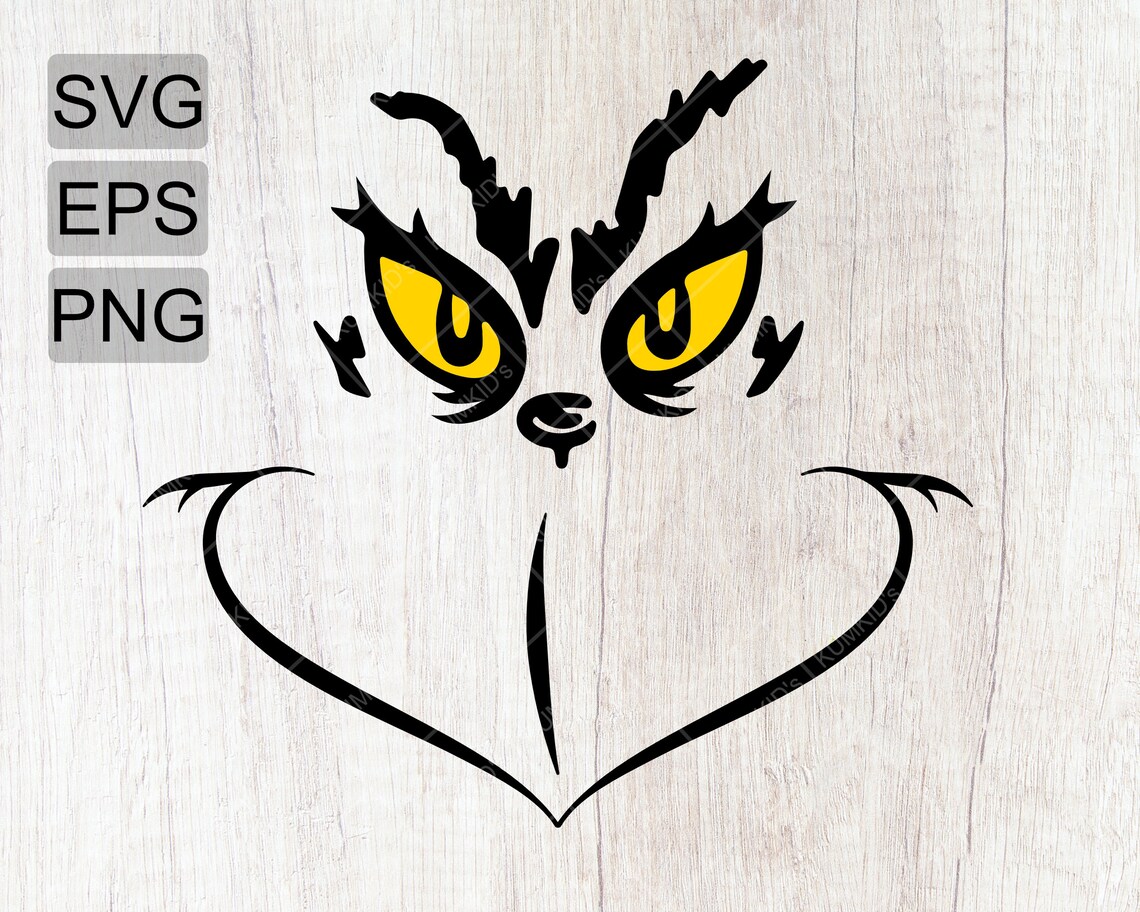 Grinch face heart svg christmas svg grinch svg file cartoon | Etsy
