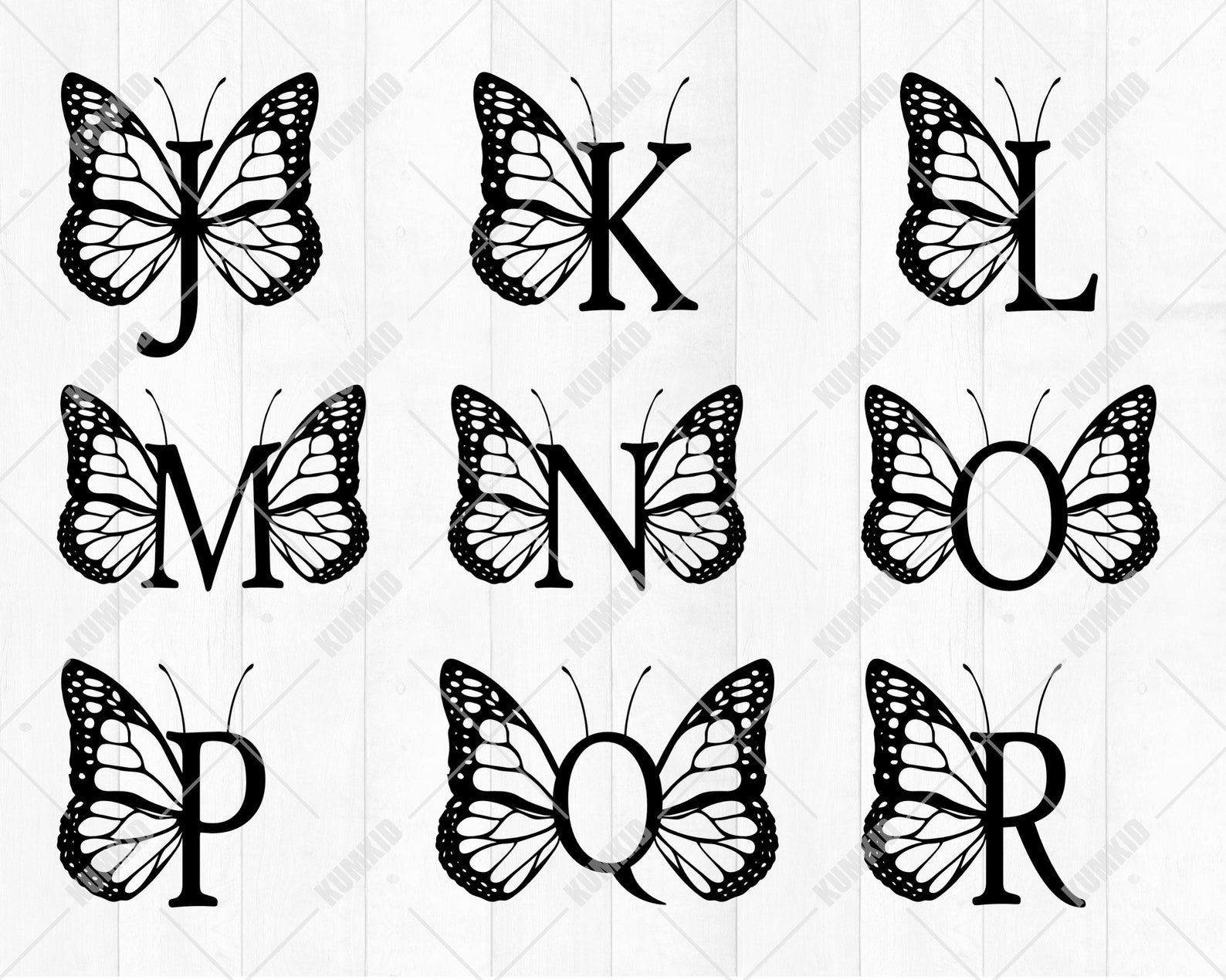 Butterfly Letter Butterfly Monogram Alphabet SVG Monogram | Etsy