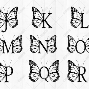 Butterfly Letter, Butterfly Monogram Alphabet SVG, Monogram Frame ...