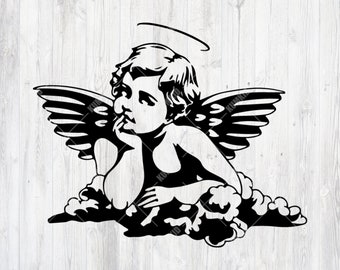 Cute Baby Angel Stencil Model Template design print Digital Download ClipArt Graphic for Dyi craft wall furniture deco Vector SVG PNG DXF