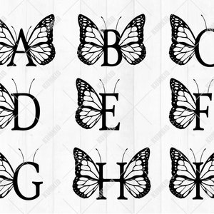 Butterfly Letter Butterfly Monogram Alphabet SVG Monogram | Etsy