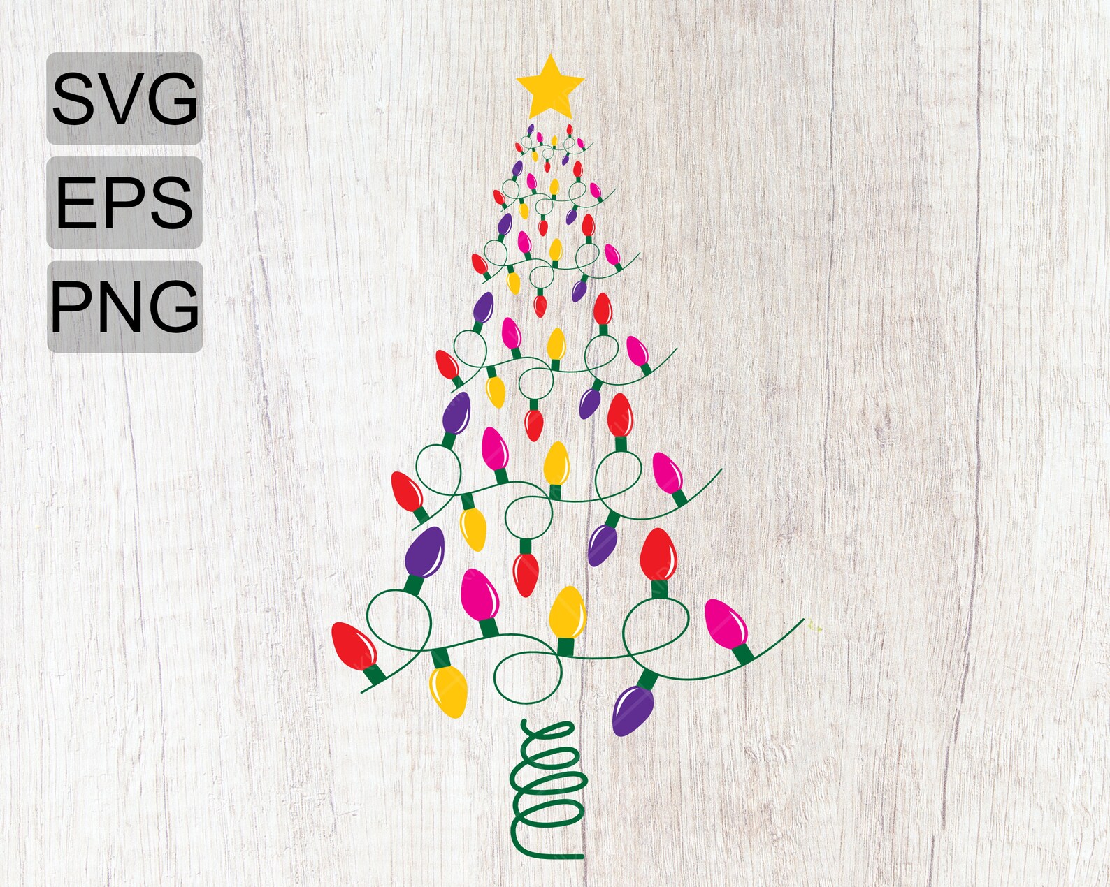 Christmas Lights Tree SVG Christmas Lights Split Monogram Etsy