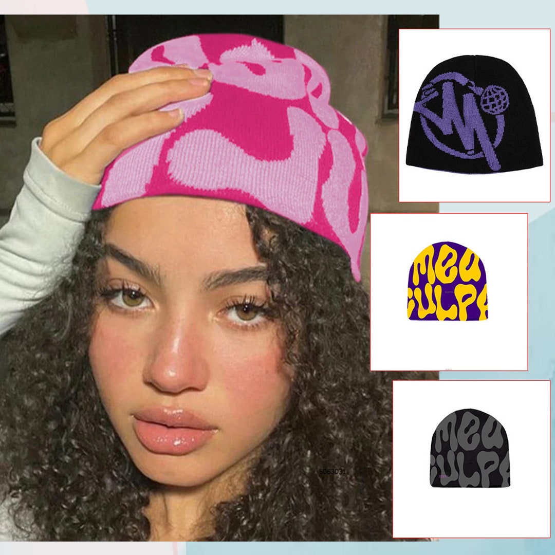 Y2K Streetwear Beanie Mea Culpa Y2K Beanie Knitting Cap Etsy UK