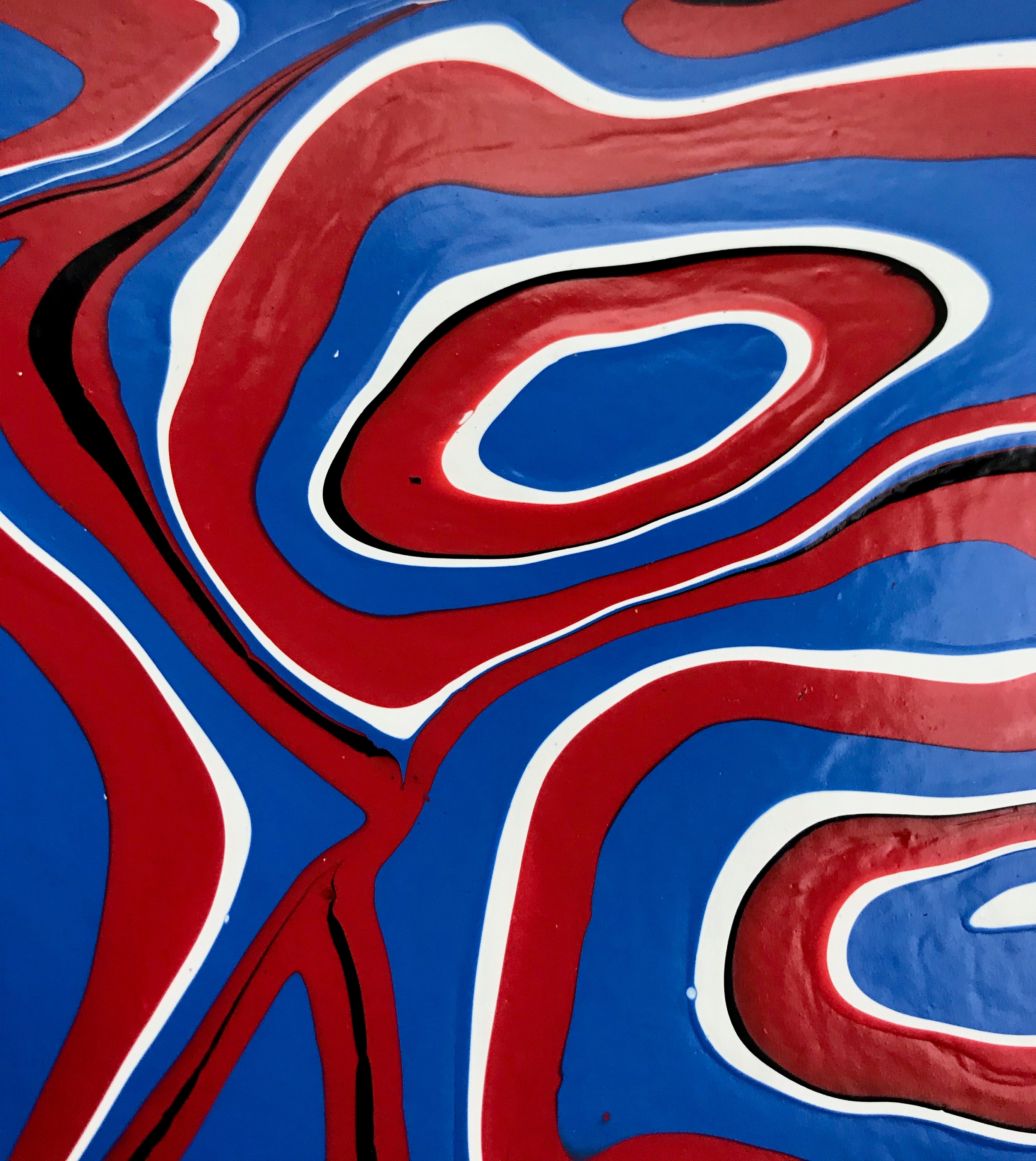 12x16" Red White and Blue Acrylic Puddle Pour Abstract Fluid Art ...
