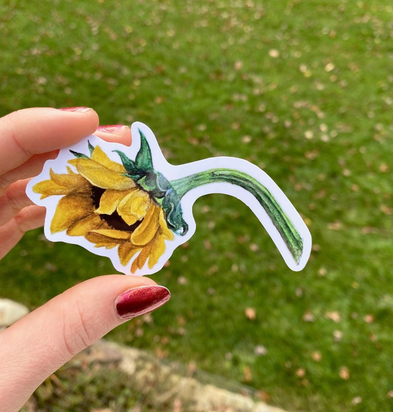 Sunflower Sticker Watercolor Flower Original Artwork Plant Etsy